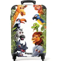 NoBoringSuitcases.com - Kinderkoffer - Kindertrolley - Jungle dieren - Handbagage koffer lichtgewicht - Reiskoffer trolley voor kind - Rolkoffer met wieltjes - Past binnen 55x40x20 en 55x35x25