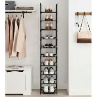 Songmics Schoenenrek Isak | 33 X 33 X 173 Cm | Zwart - - Schoenenrek - Zwart - Kunststof; Metaal