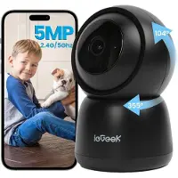 COOAU SC1 Pro Camerabewaking - 5MP Ultra HD - Huisdiercamera met app - Beveiligingscamera binnen - Wifi Camera APP - Volgt beweging en geluidsdetectie - Bewakingscamera - 2.4/5 GHz - Zwart