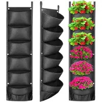 COOAU Verticale Tuin - 6 Zakken - Muurzak voor Planten - Plantenzak - Verlengde Gegroefde Zak - 100*30 cm - Zak voor Planten Op Balkon - Indoor/Outdoor - Muurzak voor Planten - Zwart