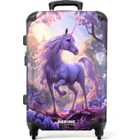 NoBoringSuitcases.com - Kinderkoffer meisje - Paarse eenhoorn - Kindertrolley meisjes - Koffer kind groot - Rolkoffer lichtgewicht - Reiskoffer met 4 wielen - Grote trolley XL - 20 kg bagage