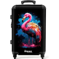 NoBoringSuitcases.com - Koffer groot - Rolkoffer lichtgewicht - Gekleurde flamingo voor een verfexplosie - Reiskoffer met 4 wielen - Grote trolley XL - 20 kg bagage