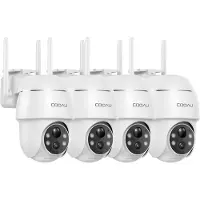 COOAU Q02 Beveiligingscamera buiten - 2K QHD - 355° Horizontaal & 90° Verticaal - Geen Maandelijkse Kosten - App - IP66 Waterdicht - Wifi IP Camera - 4 Stuks
