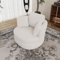 MODFU Luxe Teddy Draaifauteuil (360° Draaibaar) - Comfortabele Fauteuil met Pocketvering - Sherpa - Ivoor