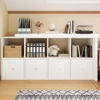 MODFU - Hoekbureau - 360° Draaibaar - Met 4 Open Vakken En 4 Laden - Modern - Voor Kantoor Of Thuiswerkplek - MDF - Wit