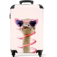 NoBoringSuitcases.com - Koffer kind struisvogel - Kinder rolkoffer roze - 55x35x25