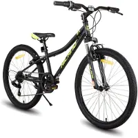 Hiland Climber 2.0 Tiener Forensen Stadsfiets - 24 inch - 7 versnellingen ​​- V-Brake - Zwart - Geschikt voor buitenactiviteiten in de lente