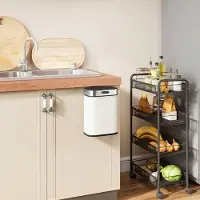 MODFU - Afvalemmer - Vrijstaand Of Hangend - Deksel Met Openhoudfunctie - Modern - RVS - Crèmewit - 5 L