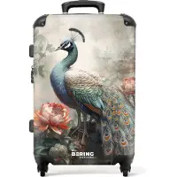NoBoringSuitcases.com - Koffer groot - Rolkoffer lichtgewicht - Pauw met kleurrijke veren midden in de jungle - Reiskoffer met 4 wielen - Grote trolley XL - 20 kg bagage