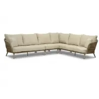 BUITEN living Palermo hoek loungeset 5 personen incl. tussenelement | aluminium + touw | Sandstone | 4-delig