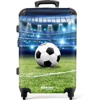 NoBoringSuitcases.com - Kinderkoffer jongen - Voetbal op het veld - Kindertrolley jongens - Koffer kinderen groot - Rolkoffer lichtgewicht - Reiskoffer met 4 wielen - Grote trolley XL - 20 kg bagage