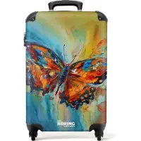 NoBoringSuitcases.com Koffer - Vlinder - Olieverf - Kunst - Reiskoffer - Trolley - Hardcase - Lichtgewicht - Past binnen 55x40x20 cm en 55x35x25 cm - TSA slot - Handbagage - Cabin size - Kofferslot