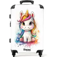 NoBoringSuitcases.com - Kinderkoffer meisje - Eenhoorn kindertrolley voor meisjes - Koffer groot - Rolkoffer lichtgewicht - Reiskoffer met 4 wielen - Kinder valies - Grote trolley XL - 20 kg bagage