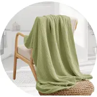 Hilvard Plaid Groen - 100% Katoen - Dekentje voor op de bank - Sprei - Kleedje - Reisdeken - 150 x 200 cm - Mousseline