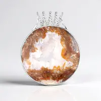 Cavill - Zilveren Hanger - 925 Sterling Zilver Gerhodineerd - 40 Karaat Druizische Agaat Ronde Cabochon 30 mm - Robuust & Elegant Indonesisch Sieraad