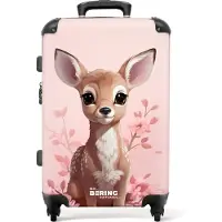 NoBoringSuitcases.com - Kinderkoffer roze hert - Trolley koffer kind - 20 kg bagage