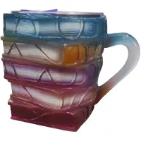 COOAU Mok - 3D - Koffiemok In De Vorm Van Een Gekleurd Boek - Handgemaakt en Handbeschilderd - 300 ML
