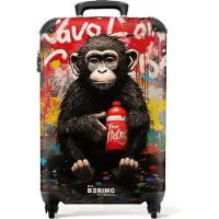 NoBoringSuitcases.com - Handbagage koffer lichtgewicht - Reiskoffer trolley - Chimpansee voor graffiti muur - Rolkoffer met wieltjes - Past binnen 55x40x20 en 55x35x25