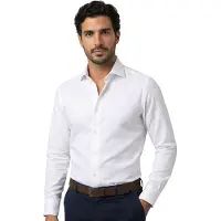 Ledub Modern Fit overhemd wit anti kreuk