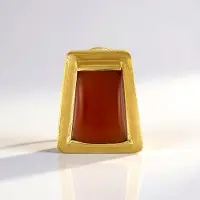 Cavill - Zilveren hanger - 925 Sterling zilver verguld - Rode onyx 9,206 ct fancy cabochon - Rechthoekig modern elegant Indiaas edelsteen sieraad