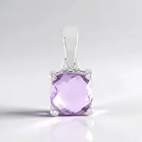Cavill - Zilveren Hanger - 925 Sterling Zilver - Lavendel Amethist 1,43 ct - Antiek Kussen Dambord Slijpsel Vierkant Elegant