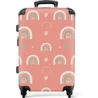 NoBoringSuitcases.com - Kinderkoffer meisje - Kindertrolley meisjes - Roze regenboog patroon - Koffer kind groot - Rolkoffer lichtgewicht - Reiskoffer met 4 wielen - Grote trolley XL - 20 kg bagage