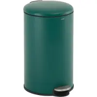 Casabel 50L Keukenafvalbak - 100% roestvrij staal, vingerafdrukbestendig, ronde afvalbak met pedaal en deksel, groen