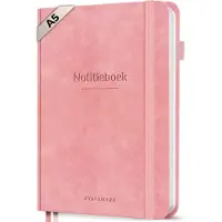 Systemyze Notitieboek A5 Hardcover Leer Gelinieerd – Notebook Journal – 256 Genummerde Pagina’s – 140 Grams Papier - Roze