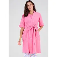 Damart - Kimono-achtige kamerjas, bouclébreisel - Dames - Roze - 46-48 (L)