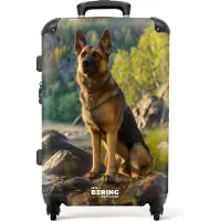 NoBoringSuitcases.com - Kinderkoffer groot - Kindertrolley koffer - Wakende herdershond op de rotsen - Rolkoffer lichtgewicht - Reiskoffer met 4 wielen - Grote trolley XL - 20 kg bagage