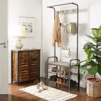 Bobbel Home - Kapstok Met Schoenenrek - 9 Haken - Bruin/Zwart