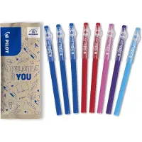 Pilot - Set van 8 FriXion Ball Stick - Uitwisbare pen - 3 blauw, 2 rood, 1 roze, 1 paars, 1 turquoise - 0.7
