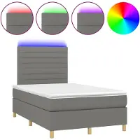 DKD Home Decor Boxspring met matras en LED stof donkergrijs 120x190 cm