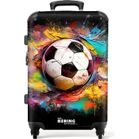 NoBoringSuitcases.com - Kinderkoffer jongen met graffiti voetbal - Kindertrolley jongens - Koffer kinderen groot - Rolkoffer lichtgewicht - Reiskoffer met 4 wielen - Grote trolley XL - 20 kg bagage