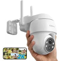 COOAU Q02 Beveiligingscamera buiten - 2K QHD - Buiten Camera Met Nachtzicht - 355° Horizontaal & 90° Verticaal - Geen Maandelijkse Kosten - App - IP66 Waterdicht - Wifi IP Camera