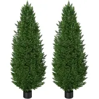 NaiZy 2 Stuks Kunstplanten Set - 120cm Hoog - Kunstplanten - Gesimuleerde Cipres - Met PE Bladeren - PP Bloempot - Plastik - Groenblijvend - Kamerplanten - Kleurecht - Groenset - Voor Woondecoratie -
