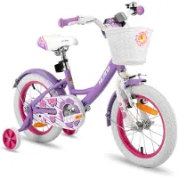 Hiland Kinderfiets - 14 Inch - Voor Jongens & Meisjes - Met Mandje, Bel & Bagagedrager - Inclusief Zijwieltjes - Geschikt voor buitenactiviteiten in de lente
