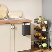 MODFU - Prullenbak - Vrijstaand Of Hangend - Deksel Met Openstand - Modern - Roestvrij Staal - Zwart