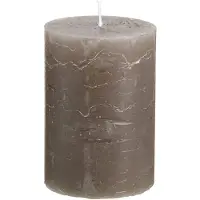 Viana Bruine pilaarkaarsen, effen kleur, 70x100mm, set van 4, rustieke decor