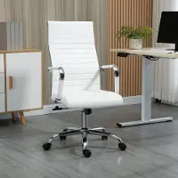 MODFU - Bureaustoel - Ergonomisch - Schommelfunctie En 360° Wielen - Modern - Werkkamer - Kunstleer - Wit