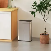 MODFU Luxe Sensor Prullenbak 55 Liter - RVS Afvalemmer met Automatisch Vlinderdeksel - Vingerafdrukvrij - Zilver