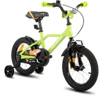 Hiland Stoere Jongensfiets - 12 Inch - Met Zijwieltjes & Standaard - Handrem & Terugtraprem - Groen - Geschikt voor buitenactiviteiten in de lente