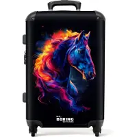 NoBoringSuitcases.com - Kinderkoffer groot - Kindertrolley koffer - Zijaanzicht van een paard met vurige manen - Rolkoffer lichtgewicht - Reiskoffer met 4 wielen - Grote trolley XL - 20 kg bagage