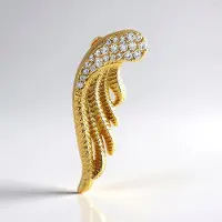 Cavill - Zilveren hanger met Cambodjaanse zirkonia's 0,679 ct - 925 Sterling zilver verguld - Elegant veer design voor dames - sieraden