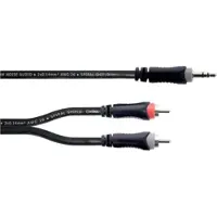 Cordial 14854 Jackplug / Cinch Audio Y-adapter [1x Jackplug male 3,5 mm - 2x Cinch-stekker] 1 m Zwart PVC-mantel, Tweelingkabel
