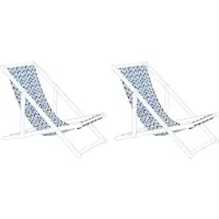 Beliani ANZIO/AVELLINO - Ligstoel doek set van 2 - Blauw - Polyester