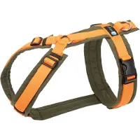 AnnyX hondentuig speurtuig FUN maat XS kleur- OLIJFGROEN-ORANJE-geschikt voor borstomvang 43 tot 52cm
