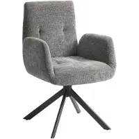 Merax Draaibare Fauteuil Donkergrijs – Moderne Loungestoel Met 360° Draaifunctie, Stoffen Bekleding En Stalen Poten – Comfortabele Accentstoel Voor Woonkamer