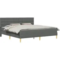 vidaXL Bedframe met matras Donkergrijs 200 x 200 cm Stof