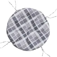 vidaXL Zitkussen rond ruitpatroon Ø 100x11 cm oxford stof grijs